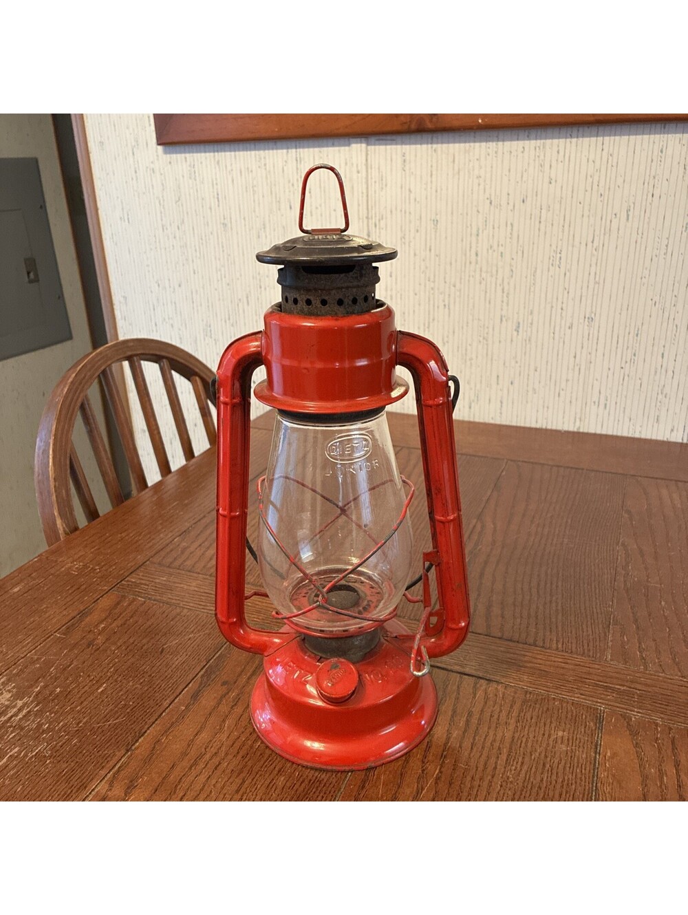 Dietz Junior No. 20 Kerosene Hurricane Lantern Red Lamp Original Glass Vintage